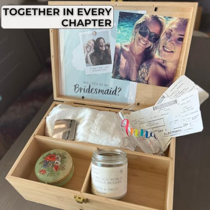 Baby Keepsake Box with 5 Additional Memory Items – Bamboo Memory Box for Baby Girls & Boys – Handprint Kit, Milestone Discs, Photo Corners, Glass Vials, Burlap Bag
