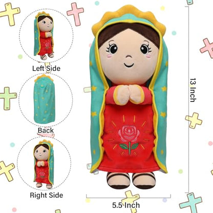 Lady of Guadalupe Doll Plush - Virgin Mary Stuffed Doll Catholic Baby Gifts Religious Toys Baptism Christian Sunday School Religious Gift for Baby Kids Adults Prayer 13 Inch - style: Doll