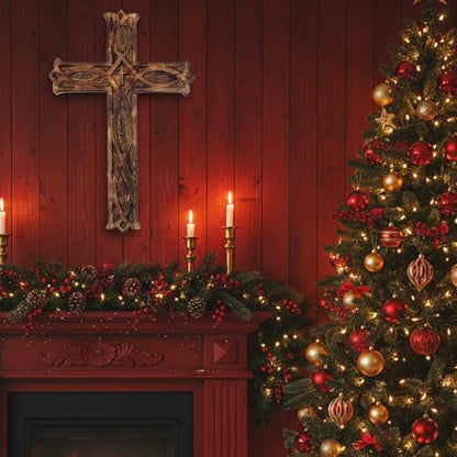 KSJONE Handmade Antique Design Rustic Look Wooden Wall Hanging Cross Decorative Religious Altar Spiritual Art Sculpture Home Living Room Décor Accessory for Christmas and Other Occasions (10 Inch) - size: 10"L x 6.5"W