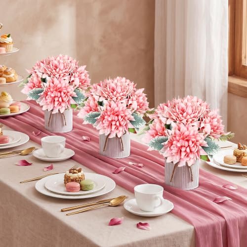 6 Set Pre-Made Flower Table Centerpieces (Retro Pink, 6 X Dahlias Table Centerpieces) - color: Retro Pink, size: 6 X Dahlias Table Centerpieces