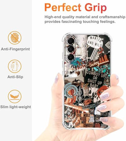 Western Cowboy Cowgirl Case Compatible with Samsung Galaxy A17,Retro Country Art Collage,Trendy Soft Bumper TPU Case,SA17 - color: Cowboy, size: Samsung Galaxy A17