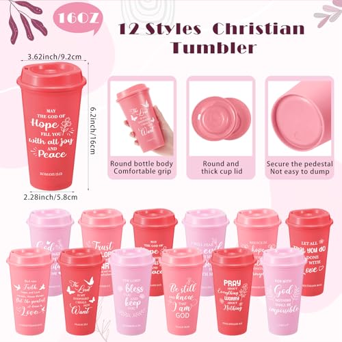 Skylety 12 Set Christian Gifts Bulk Scripture Cup Set, Pink Gradient - color: Pink Gradient