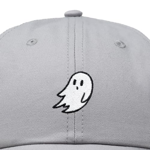 DALIX Ghost Embroidered Mens Womens Cotton Dad Hat Baseball Cap Adjustable - color: Gray