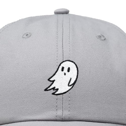 DALIX Ghost Embroidered Mens Womens Cotton Dad Hat Baseball Cap Adjustable - color: Gray
