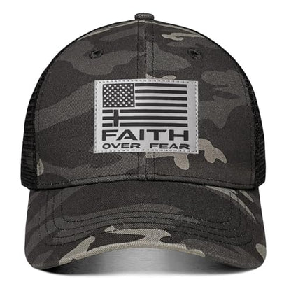 Christian Hats for Men Women, Faith Over Fear Hat - color: Camo