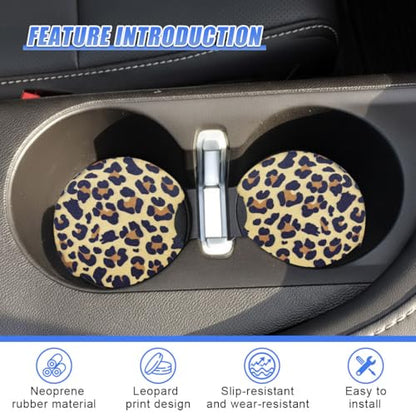 Leopard Print Car Cup Holder Coasters, 2.77'' Drink Cup Mat, No.3 - size: No.3