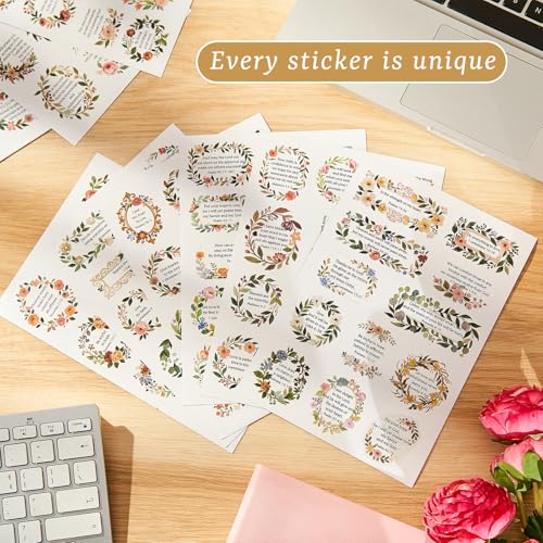 120Pcs Christian Bible Verse Stickers, PET Floral Scripture Sticker - color: Bible Stickers
