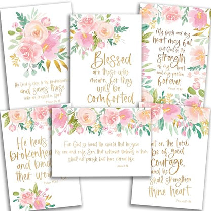 24 Religious Sympathy Cards with Envelopes Christian Sympathy Cards Bulk - style: Floral Pink Blush 24 pcs