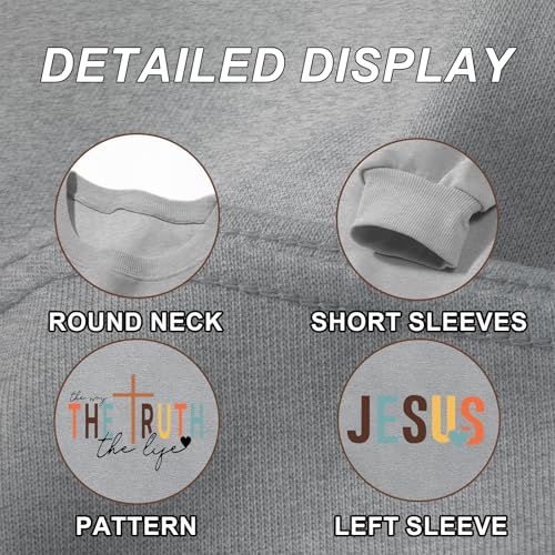 Tuislay Christian Sweatshirt Womens Jesus God Pullover Bible Verse Crewneck Sweatshirts Religious Cross Graphic Shirts - color: Light Gray, size: X-Large
