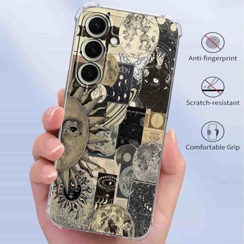 Aesthetic Vintage Grunge Case for Samsung Galaxy A17 5G/4G, Skull Planets Collage Pattern for Men Women, Trendy Cool Soft TPU Bumper Cover for Samsung Galaxy A17 5G/4G - color: Grunge