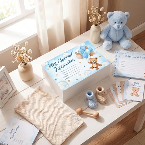 Thyle Blue Bear Wooden Newborn Baby Memories Keepsake Box - style: Bear