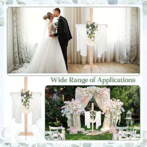 71Inch Large Wooden Cross for Wedding White Ribbon Eucalyptus Garland White - color: White, size: 71Inch