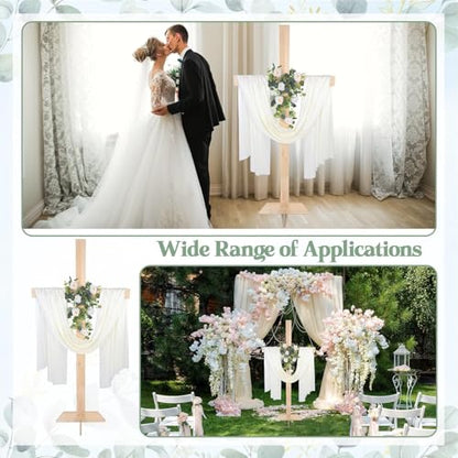 71Inch Large Wooden Cross for Wedding White Ribbon Eucalyptus Garland White - color: White, size: 71Inch