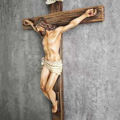BC Catholic Crucifix Wall Cross, 10"H Jesus Wall Art - size: 10"L x 5.4"W