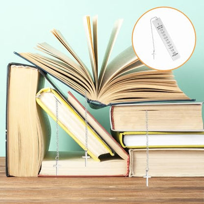 Bible Bookmark Christian Bookmarks Christian Gifts for Women Metal Bookmark Religious Bible Verse Bookmarks for Women First Communion Gifts for Teens with Church Cross Chain Scripture