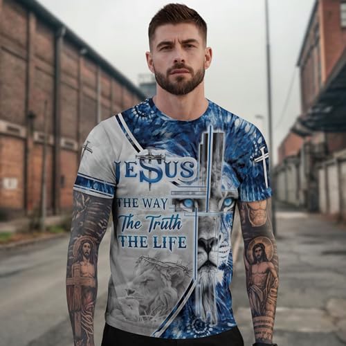 Jesus The Way The Truth and The Life Shirt, Religious Shirt for Men - color: Ds02, size: Medium