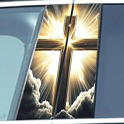 1 Pair Jesus Car B-Pillar Decals, Cross Car Center Pillar Stickers, Waterproof Vinyl Christian Vehicle Door Pillar Sticker Scratch Cover Sticker for Car Auto SUV (Luminous Cross) - color: Luminous Cross