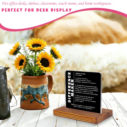 Mentor Coach Appreciation Gift Acrylic Desk Plaque with Wooden Stand, Difference Maker Definition Sign, Thank You Gift for Mentor Coach Leader, Office Desk Decor for Retirement Graduation EC401 - style: Leader Coworker