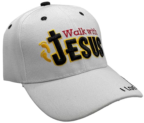 Black Duck Brand Embroidered Walk with Jesus Adjustable Baseball Cap - Multiple Colors Available - color: White