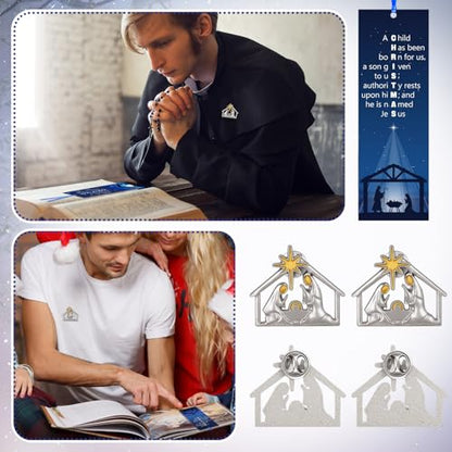 Supervitae 12set Christmas Nativity Stable Pin Christian Bookmark Gift Bulk - style: Nativity Stable
