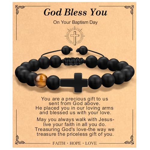Christian Grandparents-Day Gifts for Men, Religious Cross Bracelet for Him - style: Baptism