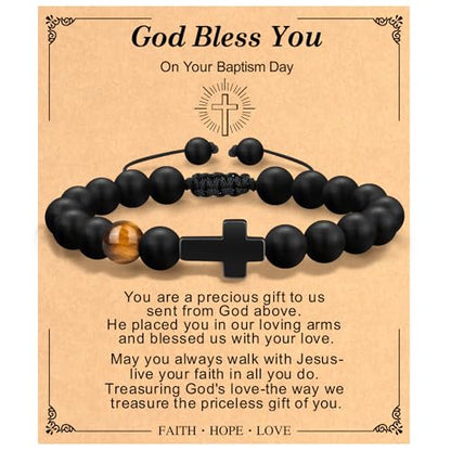 Christian Grandparents-Day Gifts for Men, Religious Cross Bracelet for Him - style: Baptism