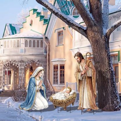Shimeyao 3 Pcs Metal Christmas Outdoor Nativity Scene Set 54.3 Inch Large Christmas Holy Family Nativity Scene Decorations Includes Stakes Jesus Joseph Mary for Xmas Holiday Garden Decor - style: Classic