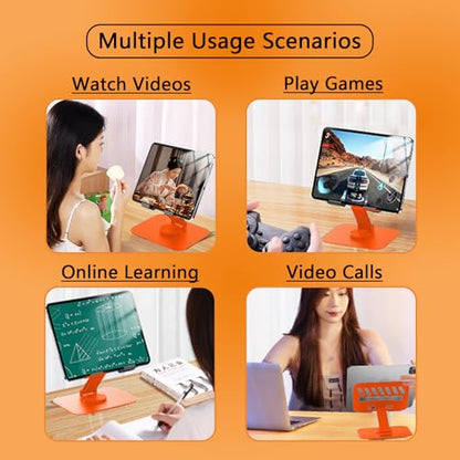Metal Tablet Stand Holder Adjustable for iPad Kindle Tab, Orange - color: Orange