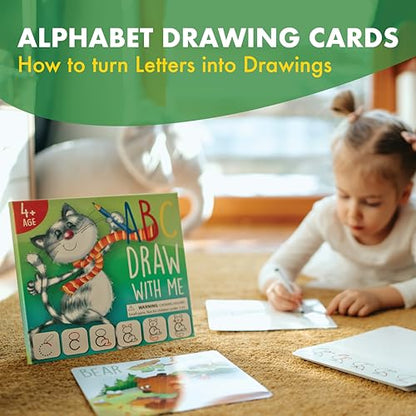 ABC Draw with Me 2-Pack – Learn to Draw ABC & Letter Tracing Cards Ages 3-6 - size: Medium (Pack of 2)