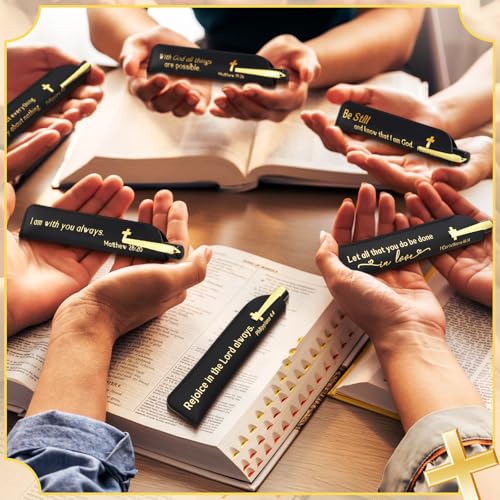15 Sets Social Worker Gifts Bible Verse Pen with Leather Holder, Black - color: Black