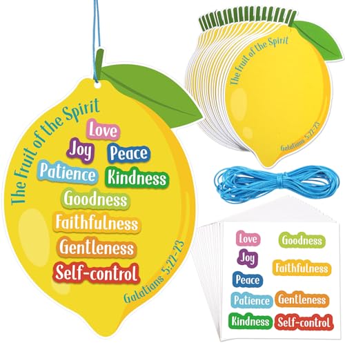 Gueevin 36 Sets Religious Fruit of the Spirit Sign Craft Kit Christian Cards with Stickers Inspirational Crafts for Sunday Events Crafting DIY Activities Church Events Religious Education