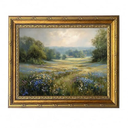 Framed Wildflower grassland Canvas Wall ArtFarmhouse Artwork 16x12 Inch - color: Framed Wildflower grassland 36, size: 16"L x 12"W