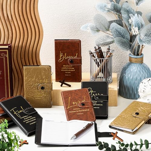Spakon 40 Pcs Christian Gifts Bulk Prayer Journal with Pens, 3 Colors - color: Dark Brown, Lightbrown, Black