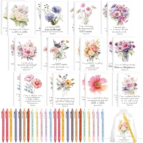 Mooliwe 96 Pcs Affirmation Notebooks Pens Bulk Gifts, Gratitude,Bible - style: Bible