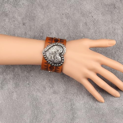 Jeilwiy Punk Rock Gothic Black Rivet Leather Spiked Necklace Collar Neckband Leather Choker Necklace for Women Mom Gifts Adjustable - color: 04 Leather Cuff Bracelet Brown