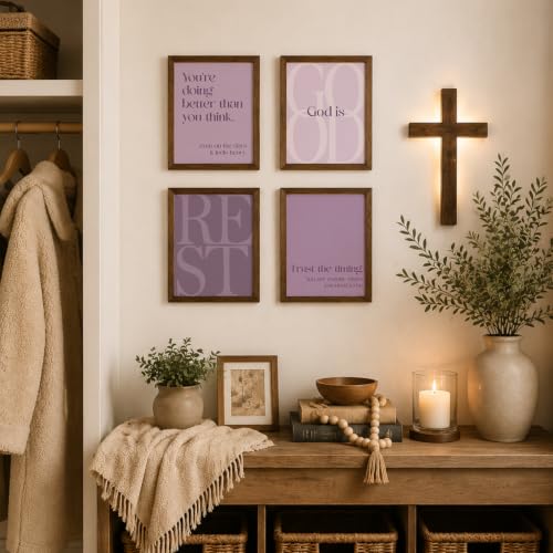 WEFKODO Purple Christian Bible Wall Art Decor Pray Posters 8x10 Unframed - color: God Good Purple
