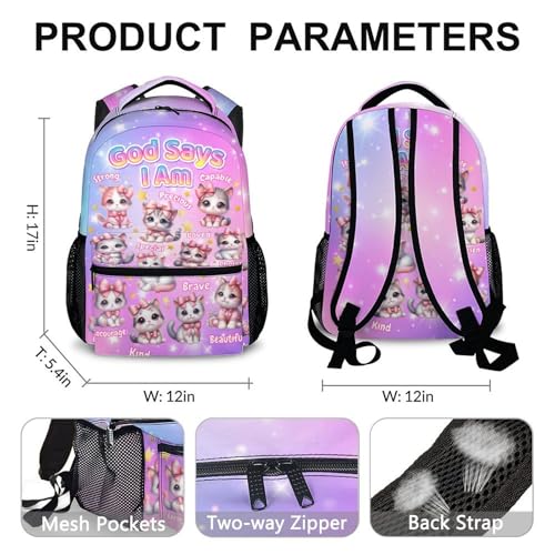 Kids Backpack for Girls 6-8, Cat Primary Backpacks Back to School Supplies - color: Pink