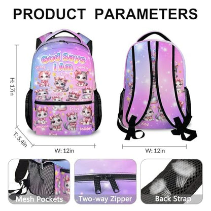 Kids Backpack for Girls 6-8, Cat Primary Backpacks Back to School Supplies - color: Pink