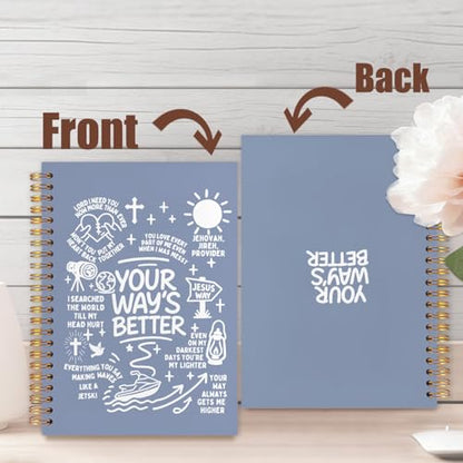 OHDCE Light Blue Christian Spiral Notebook Journal 5.5x8.3in, Religious Faith Based Bible Verse Spiral Notebook Journal for Note Taking, Christian Faith Based Gifts, 5.5x8.3 Inch - color: Your way’s batter