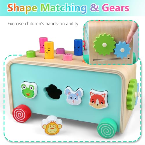 Montessori Baby Hammer Pounding Toy for Toddlers Boys Girls 2 3 4 Years Old, Educational Learning Toy Xylophone Color Shape Easter Basket Stuffers for Toddlers Valentine's Day Gift