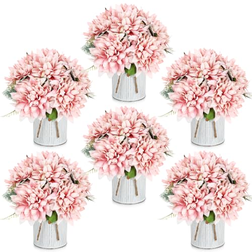 6 Set Pre-Made Flower Table Centerpieces (Dusty Pink, 6 X Dahlias Table Centerpieces) - color: Dusty Pink, size: 6 X Dahlias Table Centerpieces
