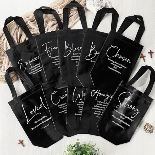 Aliceset 40 Pcs Christian Gift Bags with Bible Verse, Black, Black - color: Black