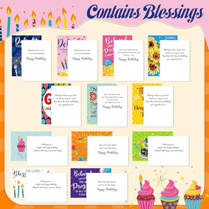 Motiskyy 120 Pack Religious Christian Birthday Cards Bulk with Scripture Bible Verse 4.5 x 6.2 Inch Assorted Christian Blessings Greeting Cards for Birthday with Envelopes and Stickers(Classic Style) - style: Traditional