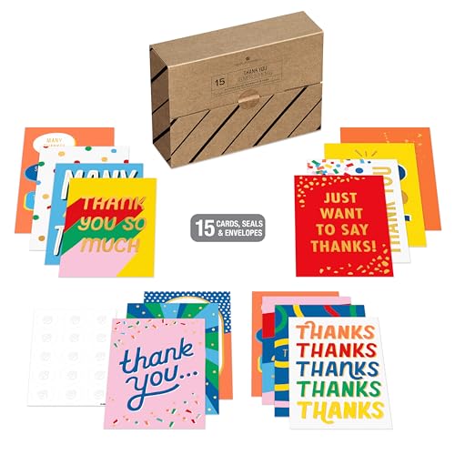 American Greetings 17-Count Thank You Card Pack, Colorful Mixed Designs