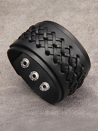 Jeilwiy Punk Rock Gothic Black Rivet Leather Spiked Necklace Collar Neckband Leather Choker Necklace for Women Mom Gifts Adjustable - color: Handmade Leather Bracelet