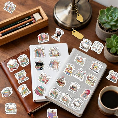 100 Pcs Book Lover Reading Stickers Vintage Bookish Sticker - style: Book Lover