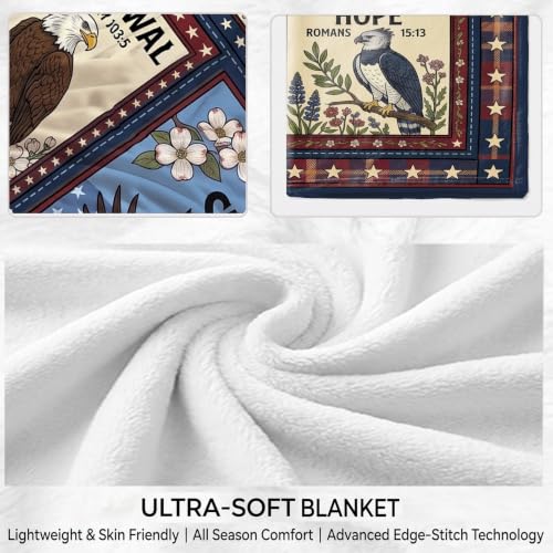 Christian Eagle Patriotic Flag Throw Blanket for Men Veterans Dad - color: Tk013, size: 60"x50"