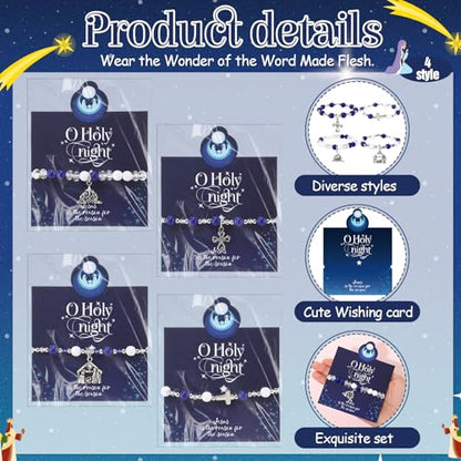 Quelay 20 Set Christmas Nativity Christian Gift Cross Scene Beaded Bracelet