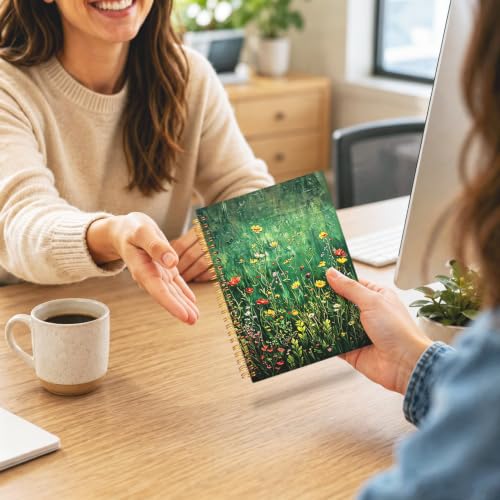 Green Floral Notebook Journal, Cottagecore Wildflower Notebook - color: Flower