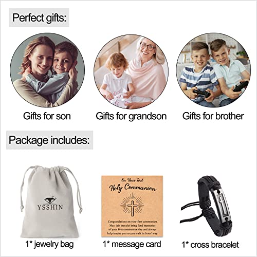 Cross Bracelets First Communion Gifts, Confirmation Gifts, Christening Gifts, Baptism Gifts for Teenage Boys - style: First Communion_Cross-1